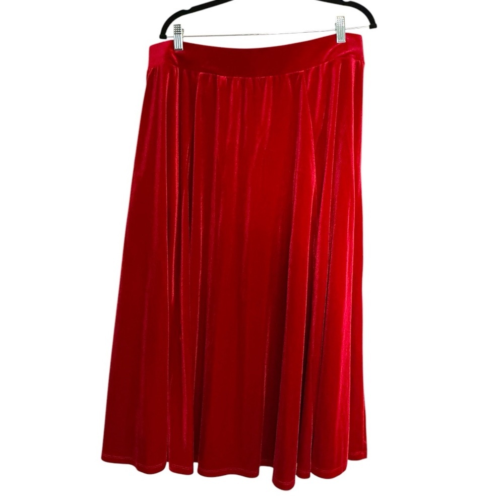 Torrid Tea Length Velvet A Line Skirt Red Plus Size 2 2X 20 22 #G40106 - Picture 4 of 7